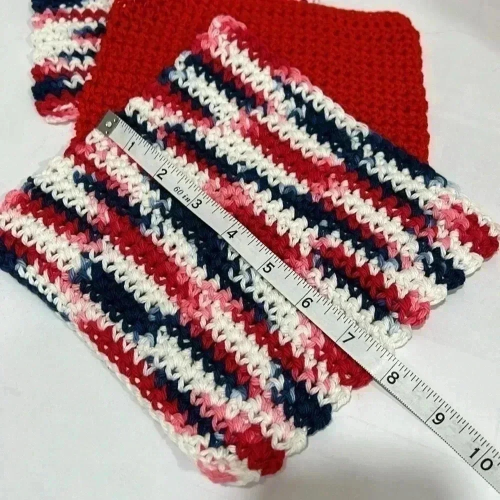 Hand Crocheted Washcloth/Dishcloth - Set of 3